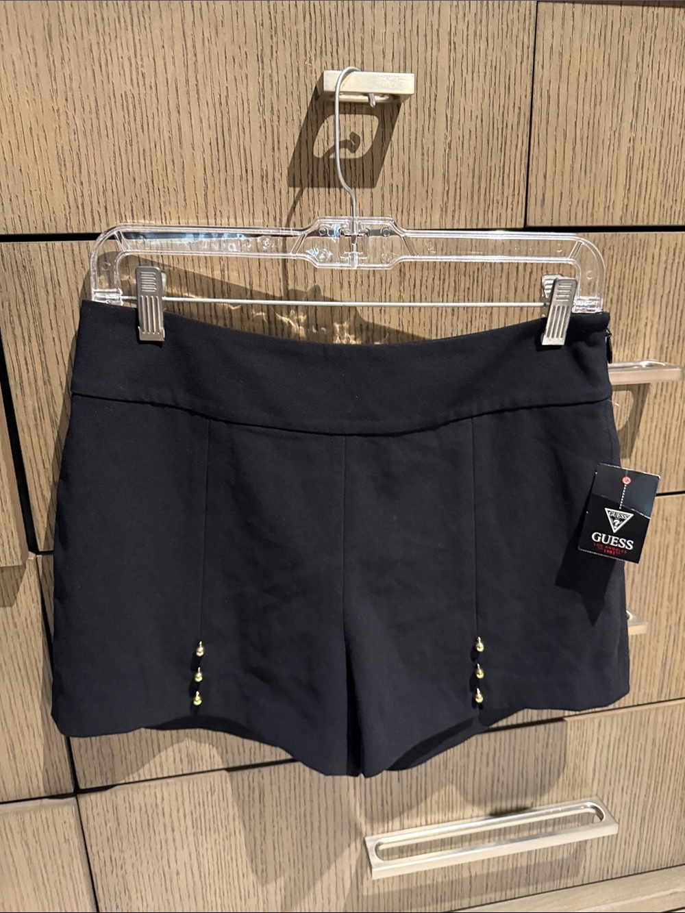 New Guess Marciano Venus Tailored Crepe High Waist Black Shorts 6 M